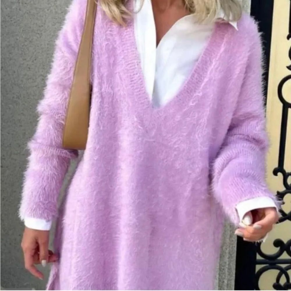 Show Me Your Mumu Cozy Forever V-Neck Sweater Pretty Pink Knit Size Large